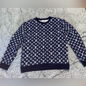 Louis Vuitton LV Monogram Jacquard Crewneck Blue/White